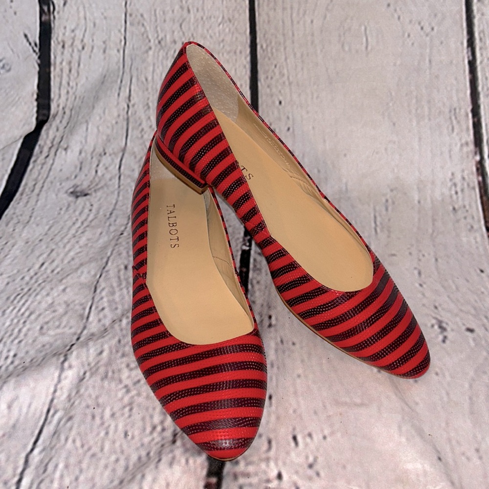 Talbots Red Black Striped Flats Size 6 Excellent Condition